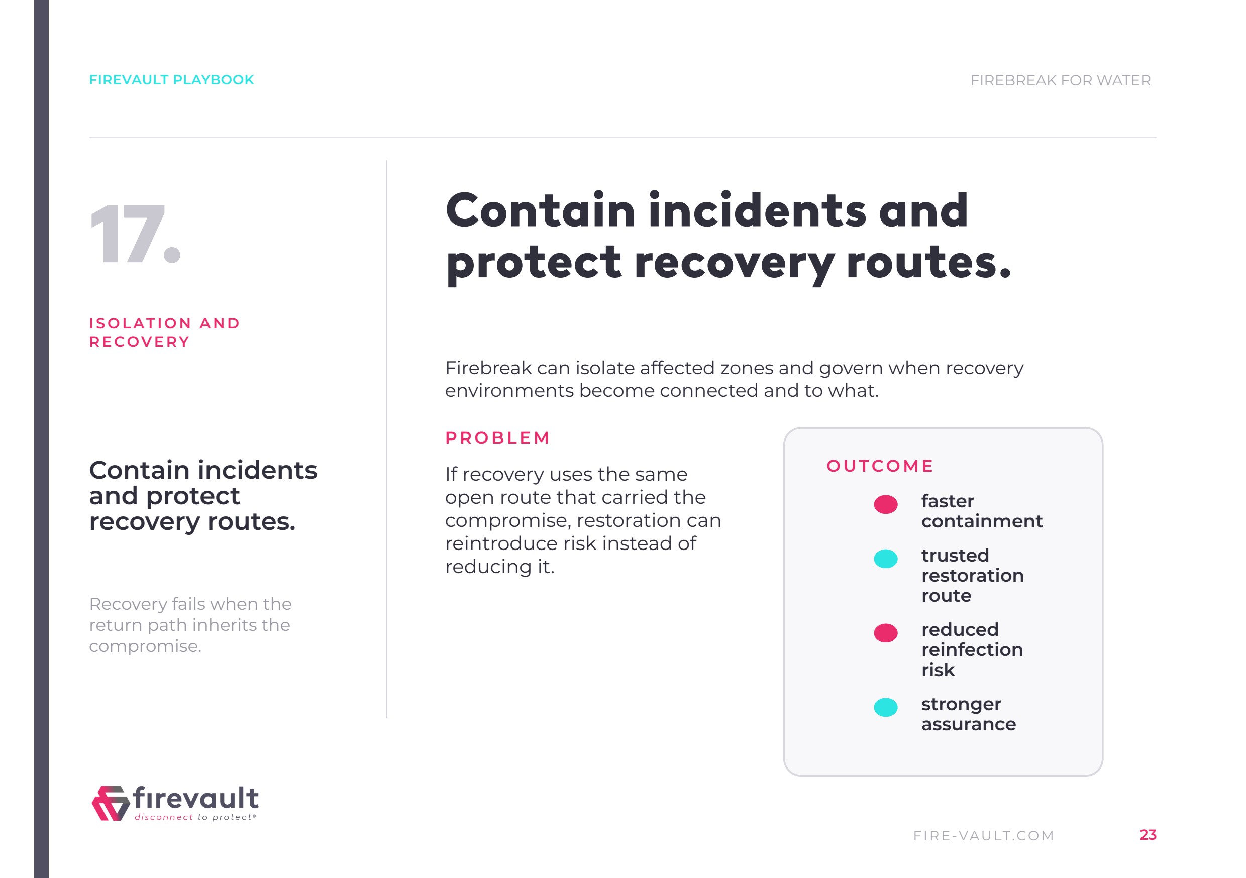 Firebreak for Water: Adoption & Deployment Playbook preview, Isolation and recovery