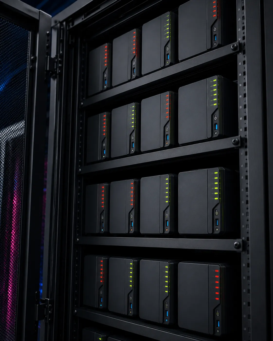 Firevault Offline Secure Storage hardware mounted in a Firevault Bunker data centre rack