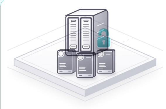 Physically disconnected Offline Secure Storage: server, three drives and a padlock