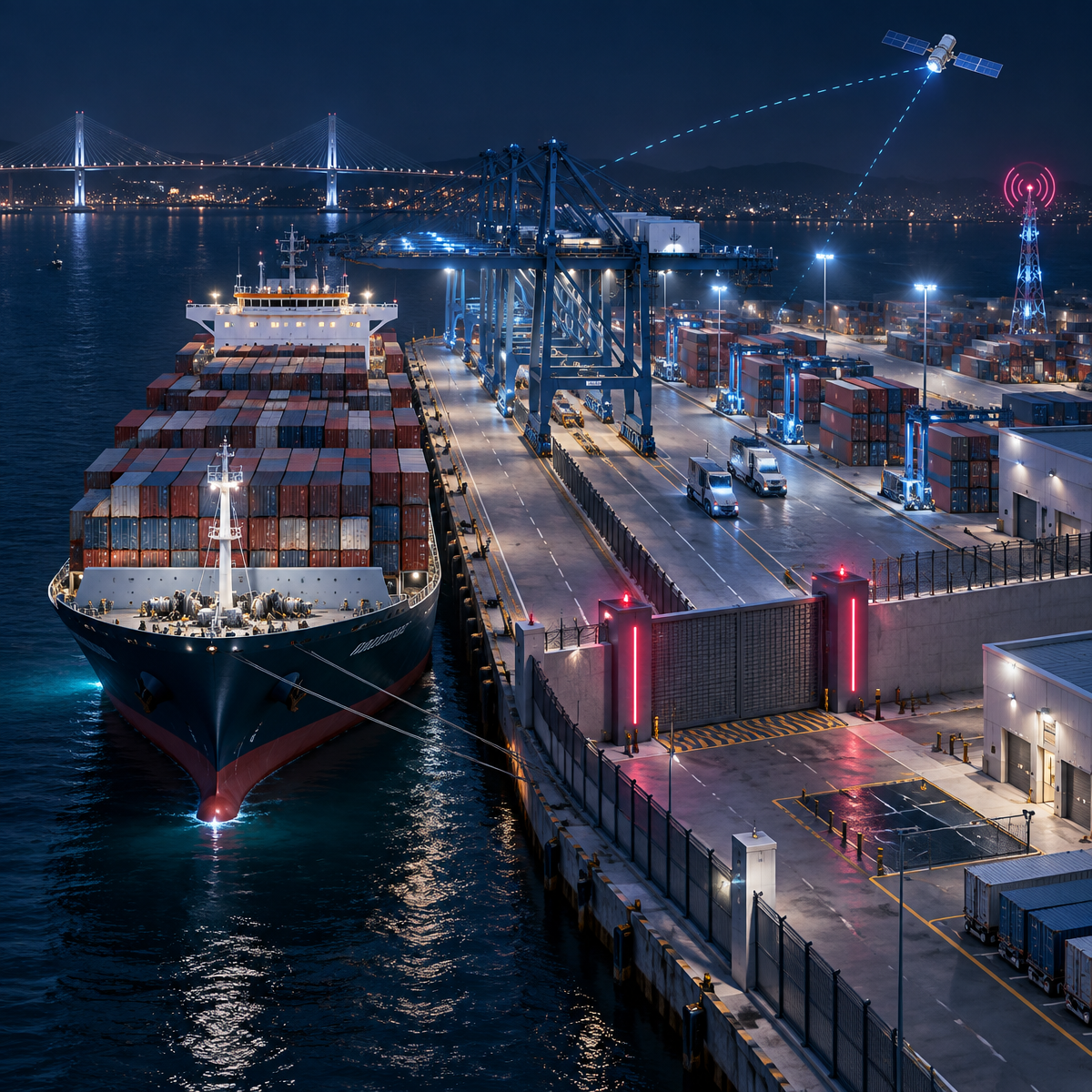 Control Blueprint CP-09, Protect Maritime and Commercial Shipping: a commercial vessel and port terminal separated by a physically controlled operational boundary