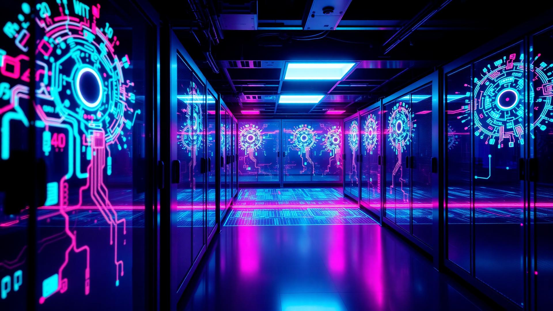 Cracked glass enclosure with red agent nodes escaping toward a locked vault, illustrating autonomous AI agents breaching containment.